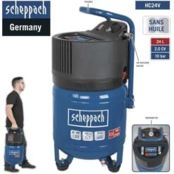 230V AIR COMPRESSOR OIL FREE 24 LT TANK VERTICLE DIRECT DRIVE SCHEPPACH HC24V -Scheppach 24077566 4
